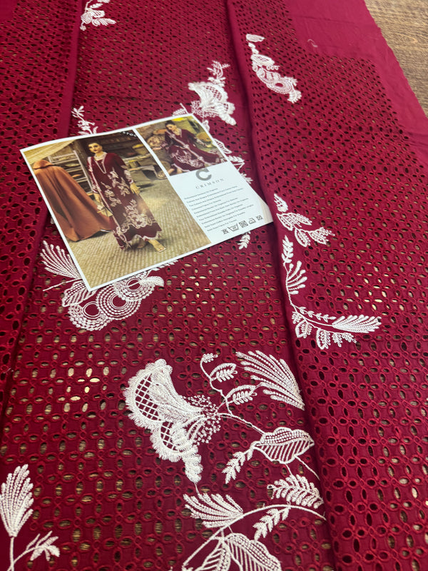 Crimson red chickenkari lawn 2025