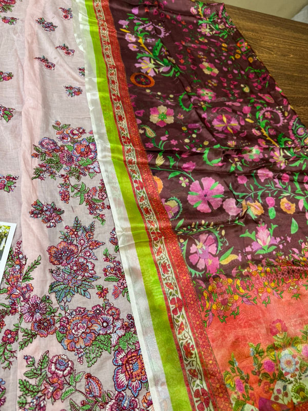 Hussain rehar pink multi lawn 2024