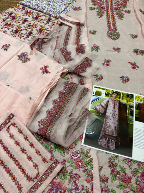 Hussain rehar pink multi lawn 2024