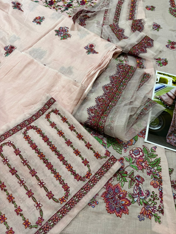 Hussain rehar pink multi lawn 2024