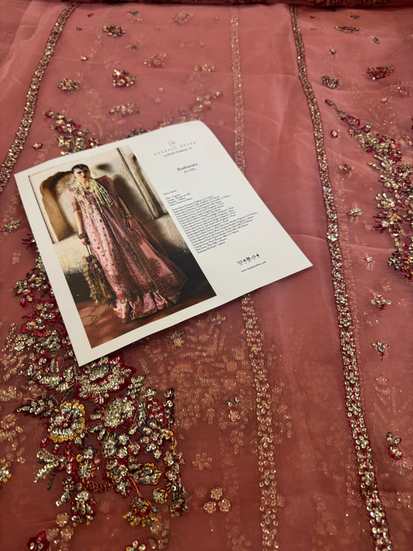 Hussain Rehar pink chiffon wedding edition