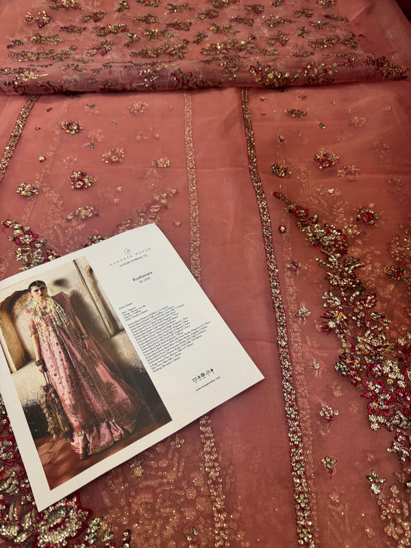 Hussain Rehar pink chiffon wedding edition