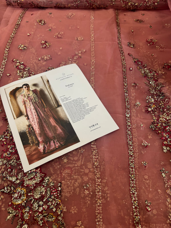 Hussain Rehar pink chiffon wedding edition