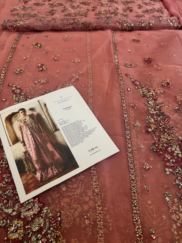 Hussain Rehar pink chiffon wedding edition