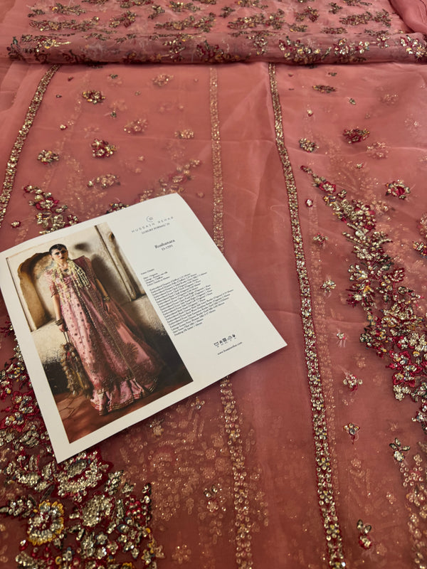 Hussain Rehar pink chiffon wedding edition