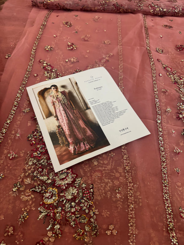 Hussain Rehar pink chiffon wedding edition