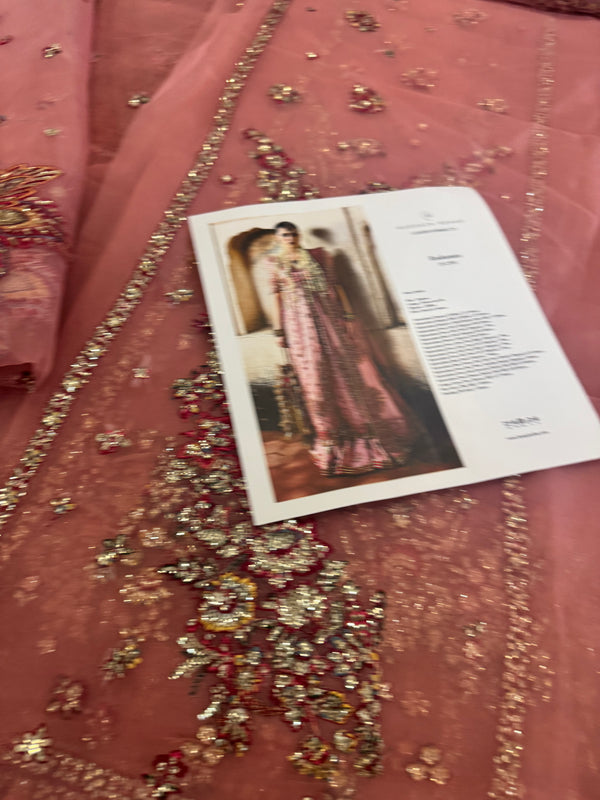 Hussain Rehar pink chiffon wedding edition