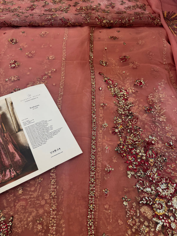 Hussain Rehar pink chiffon wedding edition