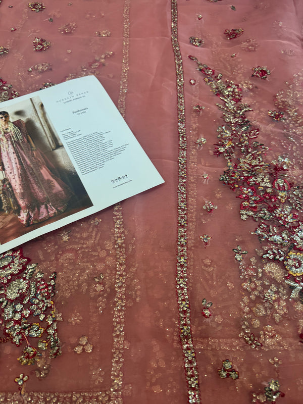 Hussain Rehar pink chiffon wedding edition