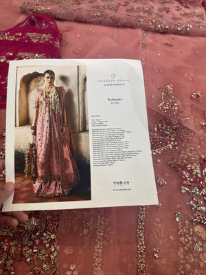 Hussain Rehar pink chiffon wedding edition