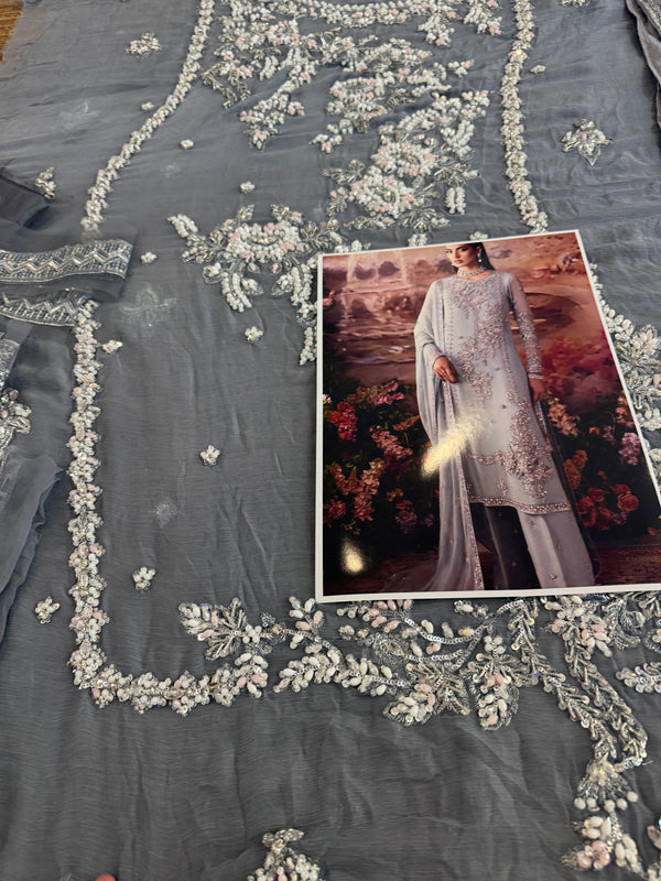 Nomi Ansari sky grey bridal wedding edition
