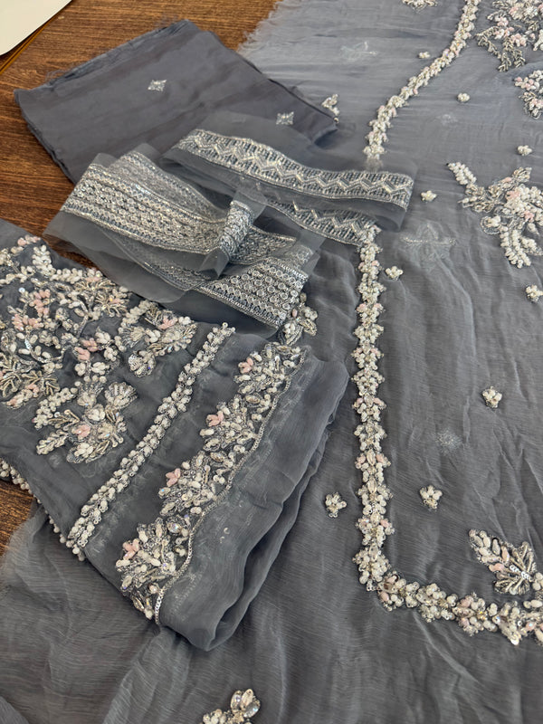 Nomi Ansari sky grey bridal wedding edition