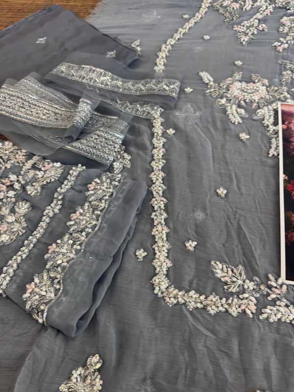 Nomi Ansari sky grey bridal wedding edition