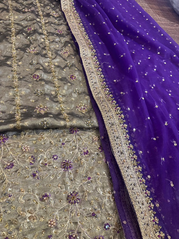 Haris Shakeel mesori purple dopata wedding edition