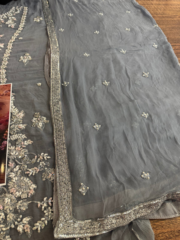 Nomi Ansari sky grey bridal wedding edition