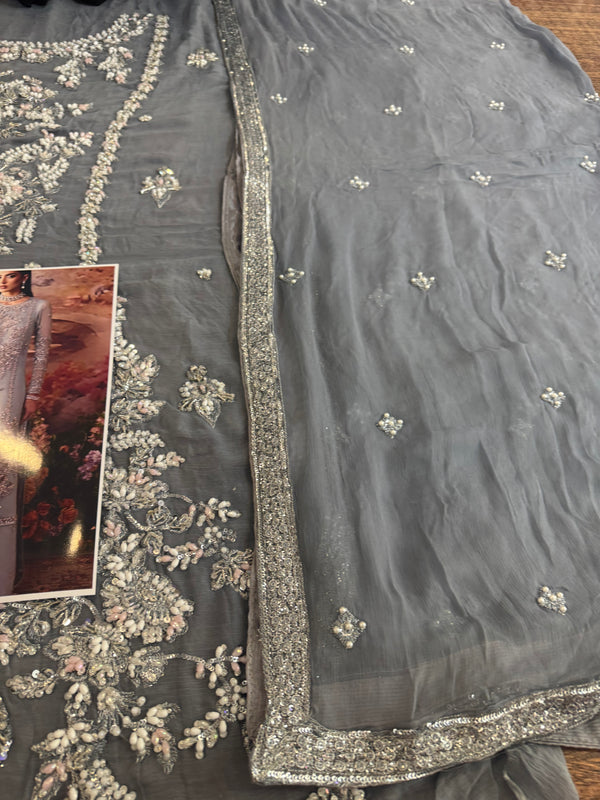 Nomi Ansari sky grey bridal wedding edition