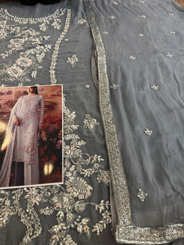 Nomi Ansari sky grey bridal wedding edition