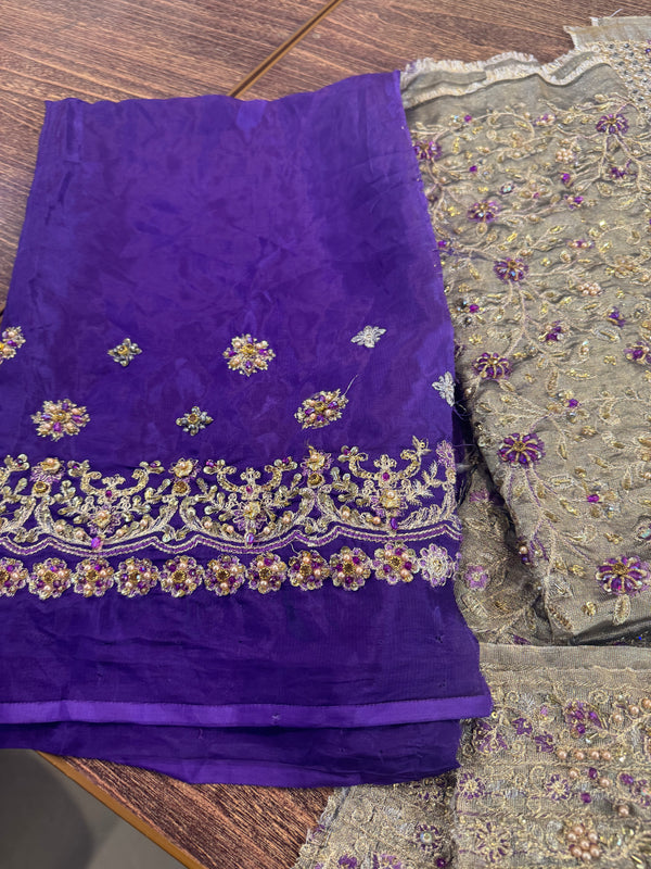 Haris Shakeel mesori purple dopata wedding edition