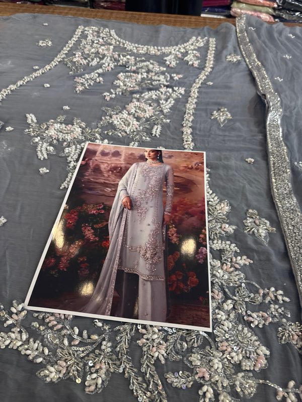 Nomi Ansari sky grey bridal wedding edition