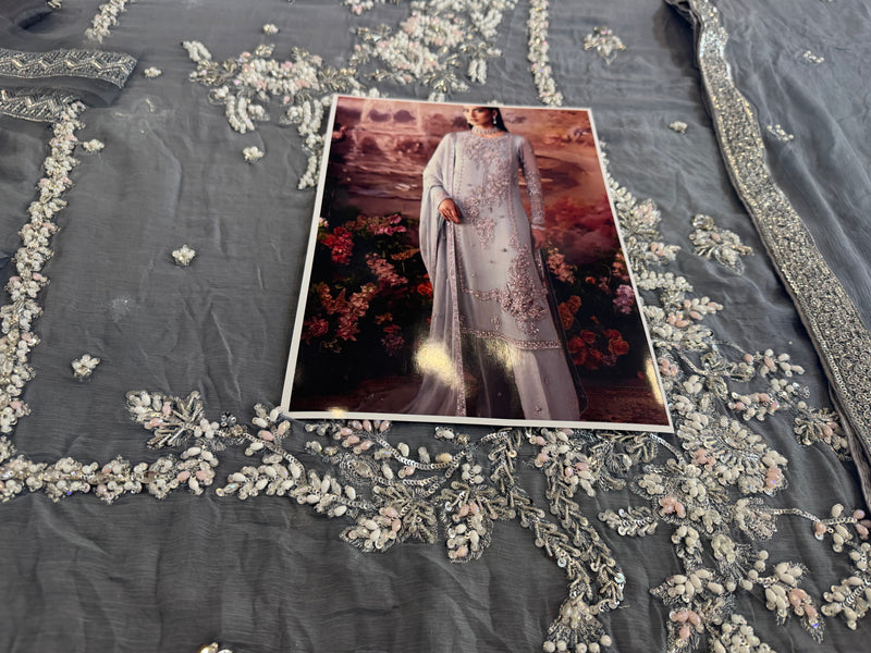 Nomi Ansari sky grey bridal wedding edition