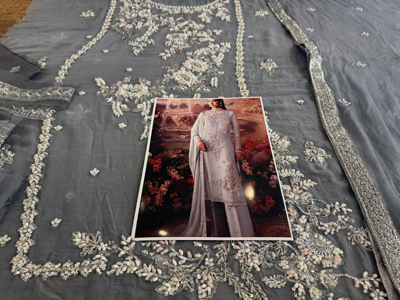 Nomi Ansari sky grey bridal wedding edition