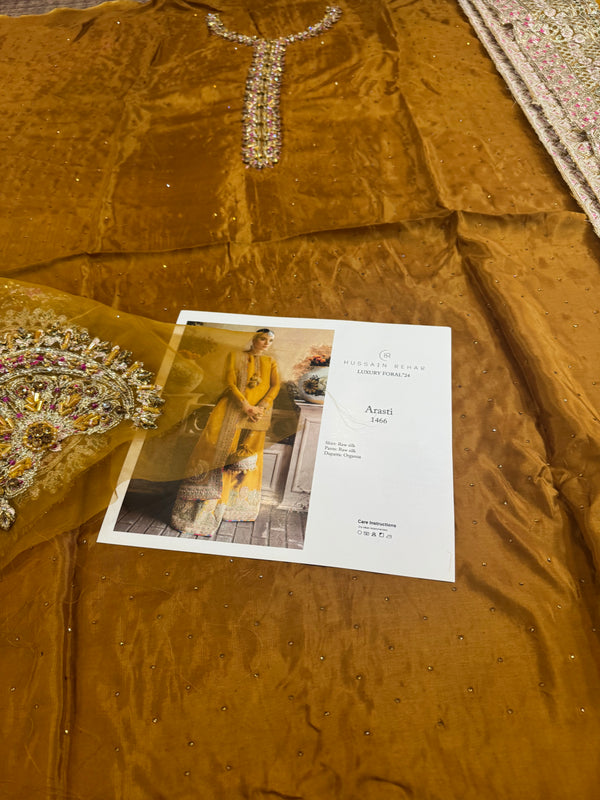 Hussain rehar yellow arasti  wedding edition