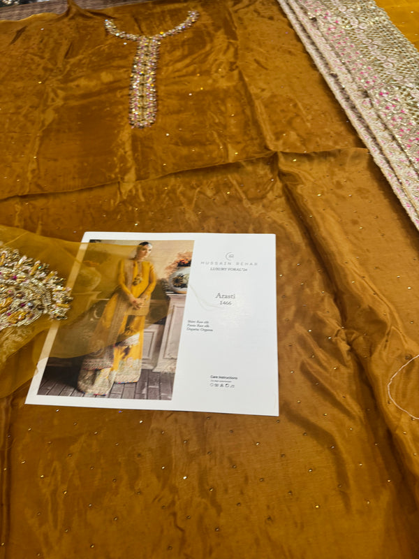Hussain rehar yellow arasti  wedding edition