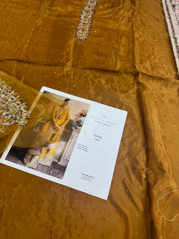 Hussain rehar yellow arasti  wedding edition