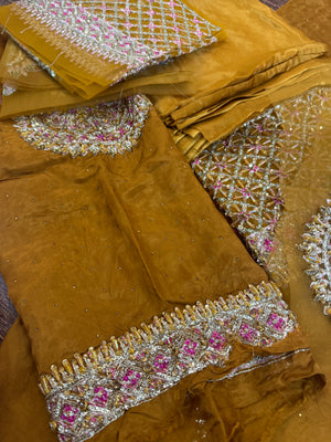 Hussain rehar yellow arasti  wedding edition