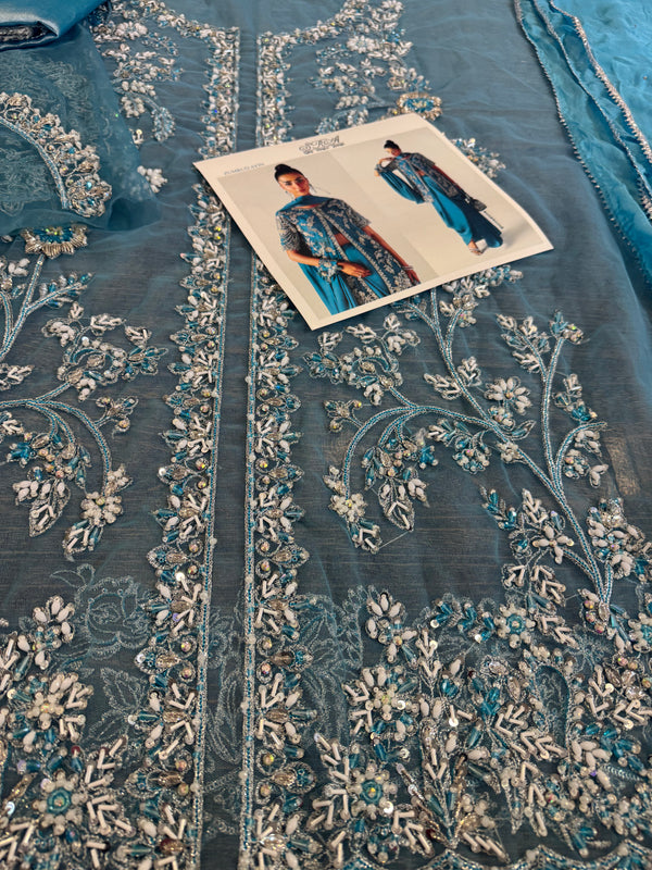 Sara Rohail ashgar sky chiffon bridal collection