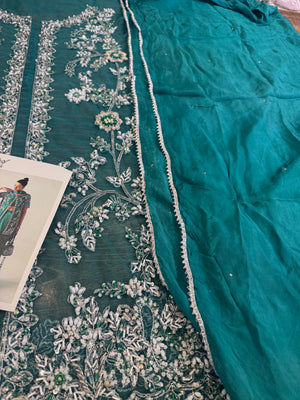 Sara Rohail ashgar green chiffon bridal collection