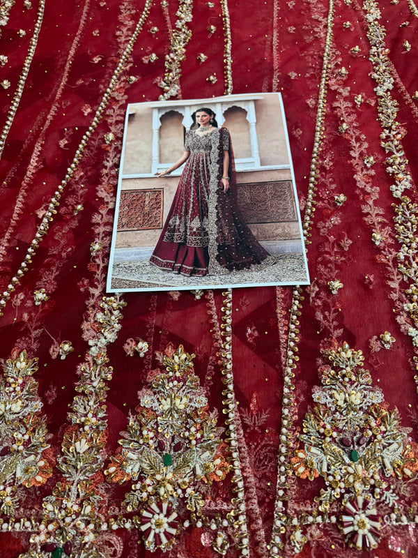 Faiza Saqlain red bridal chiffon collection