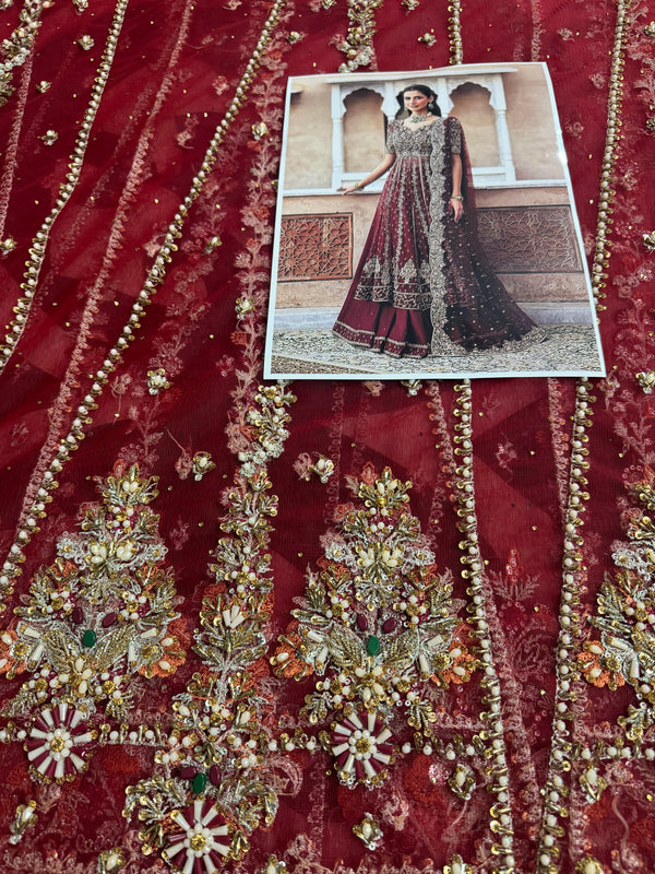 Faiza Saqlain red bridal chiffon collection