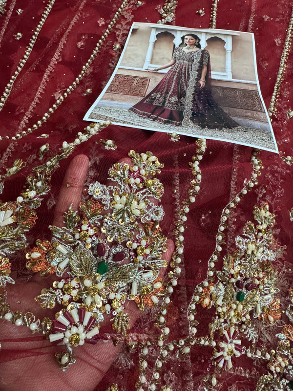 Faiza Saqlain red bridal chiffon collection