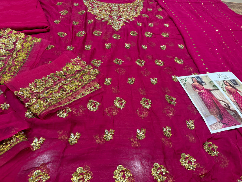 Haris Shakeel hot pink fusica wedding edition