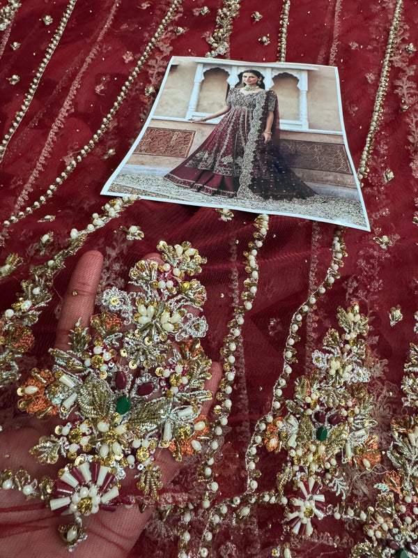 Faiza Saqlain red bridal chiffon collection