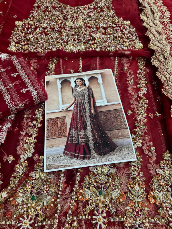 Faiza Saqlain red bridal chiffon collection