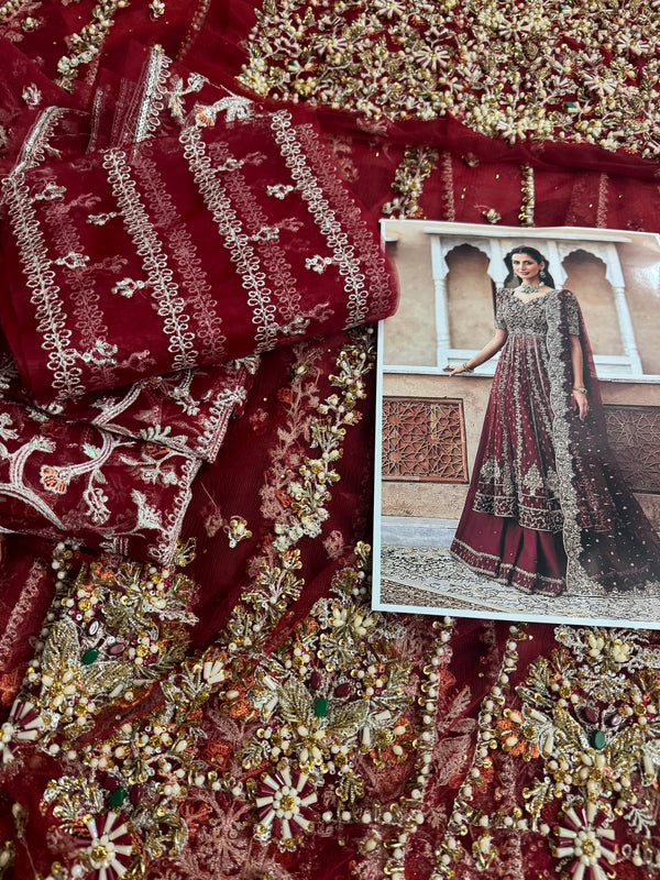 Faiza Saqlain red bridal chiffon collection