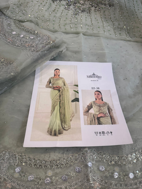 Maria B mint saree chiffon edition