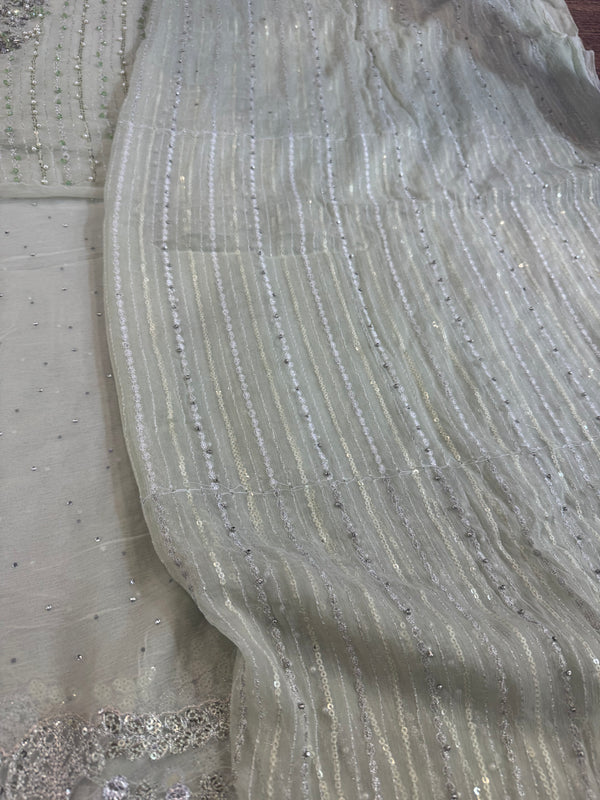 Maria B mint saree chiffon edition