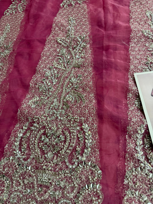 Fahad Hussain coture pink bridal chiffon collection
