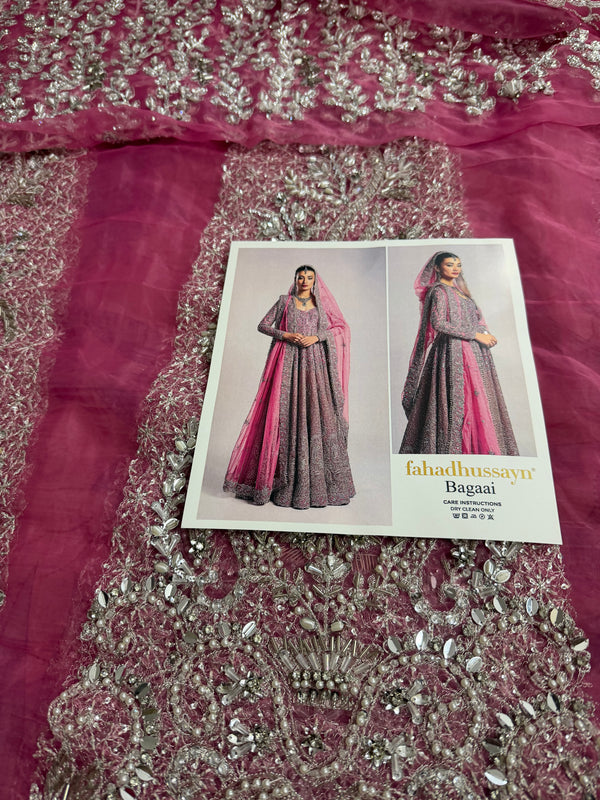 Fahad Hussain coture pink bridal chiffon collection