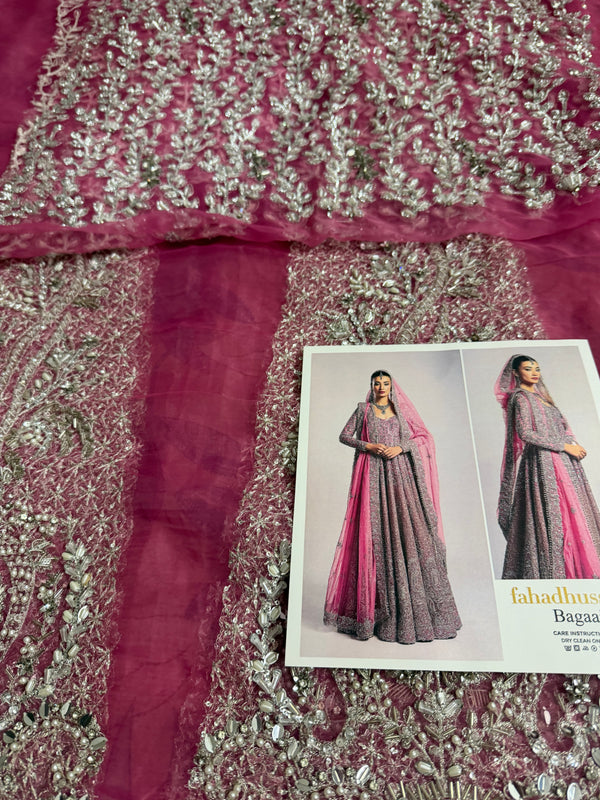 Fahad Hussain coture pink bridal chiffon collection