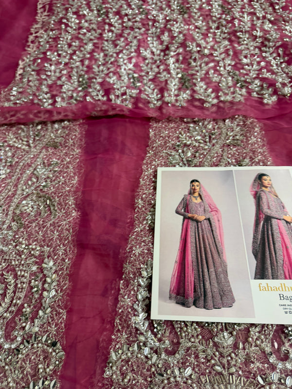 Fahad Hussain coture pink bridal chiffon collection