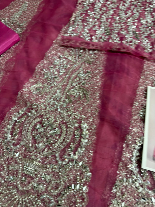 Fahad Hussain coture pink bridal chiffon collection