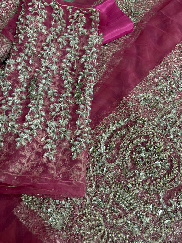 Fahad Hussain coture pink bridal chiffon collection