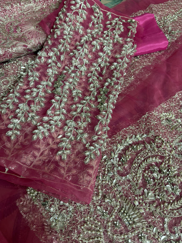 Fahad Hussain coture pink bridal chiffon collection