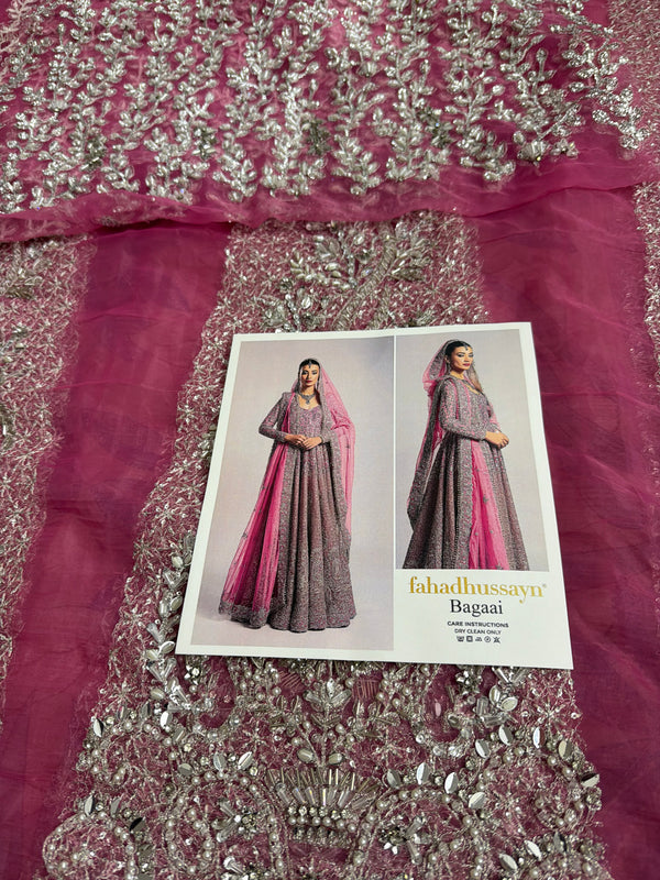 Fahad Hussain coture pink bridal chiffon collection