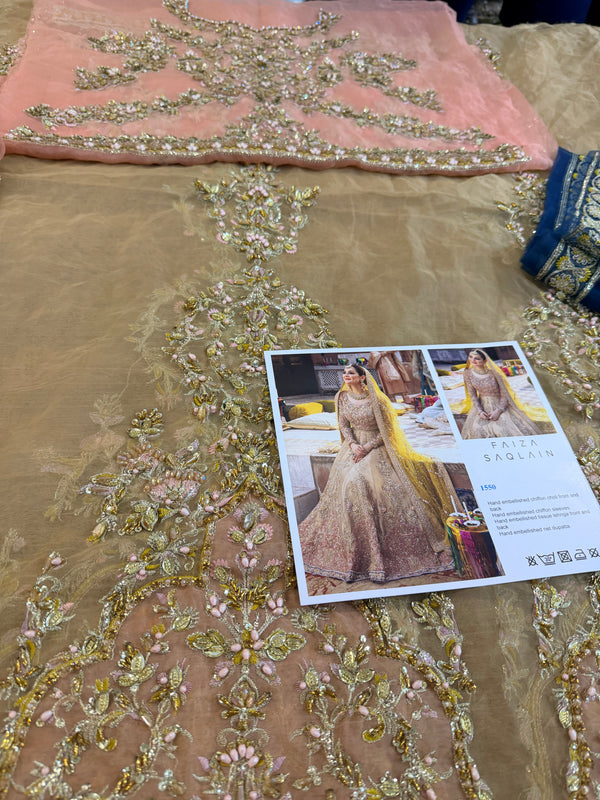 Faiza Saqlain yellow pink wedding edition