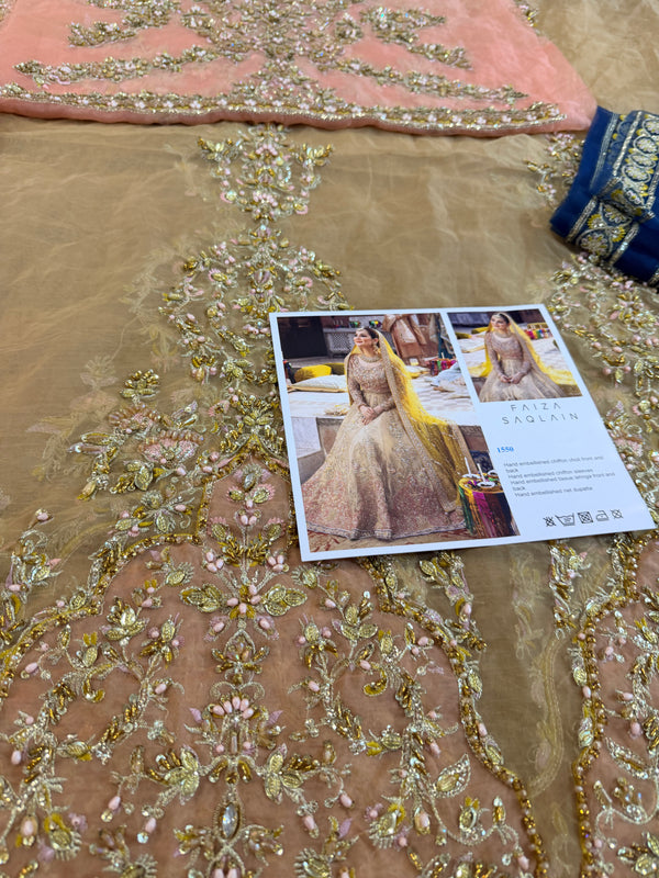 Faiza Saqlain yellow pink wedding edition